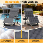 Slendor Oversized Zero Gravity Chairs XXL, 33In Recliner Chair, Dark Gray | Reclining Lounge Chair, Folding Anti Gravity Chairs w/Aluminum Alloy Lock, Removable Cushion&Headrest, 500lbs, for Lawn Patio