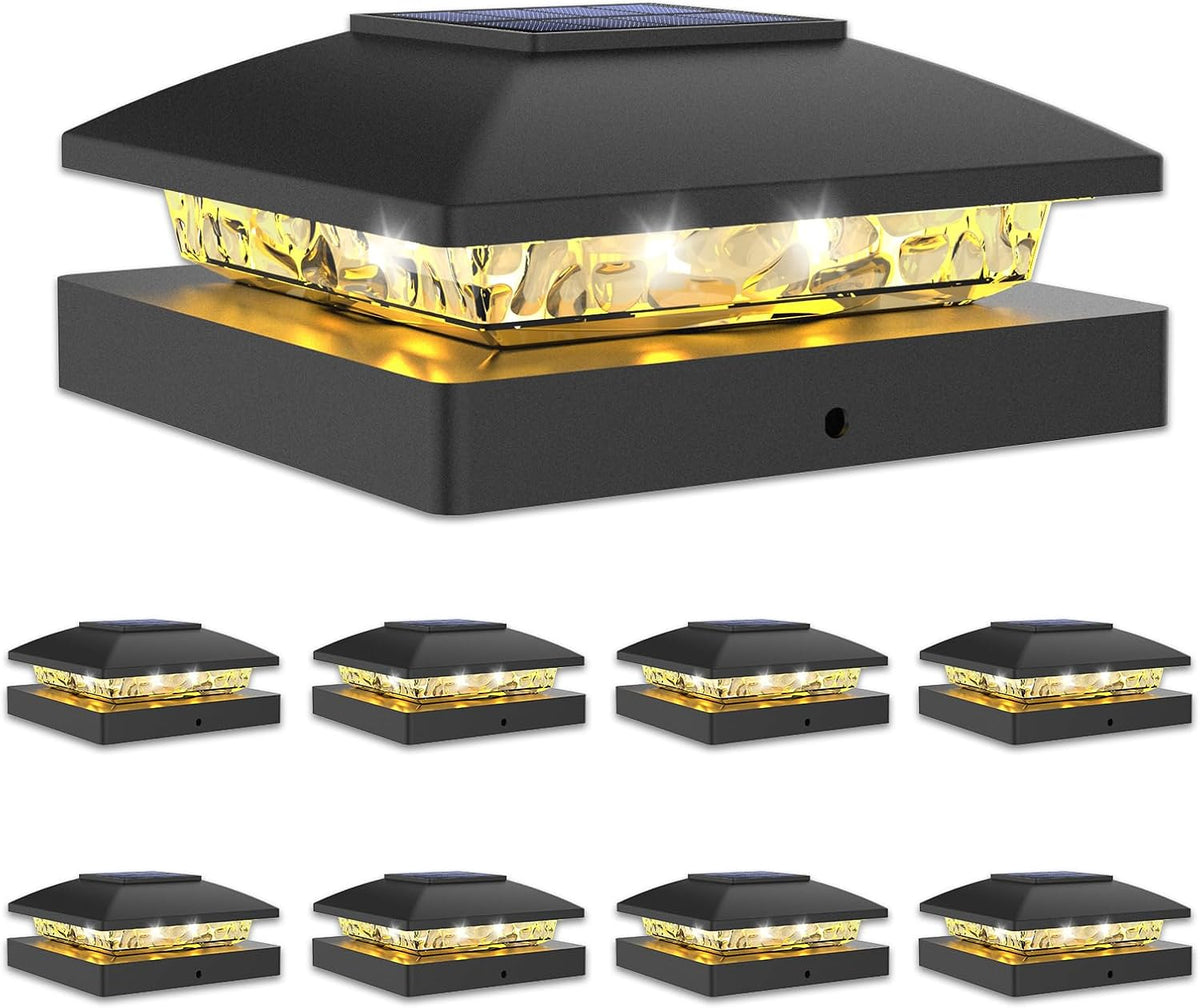 volisun 4x4 solar post cap lights, 8 pack, main product view