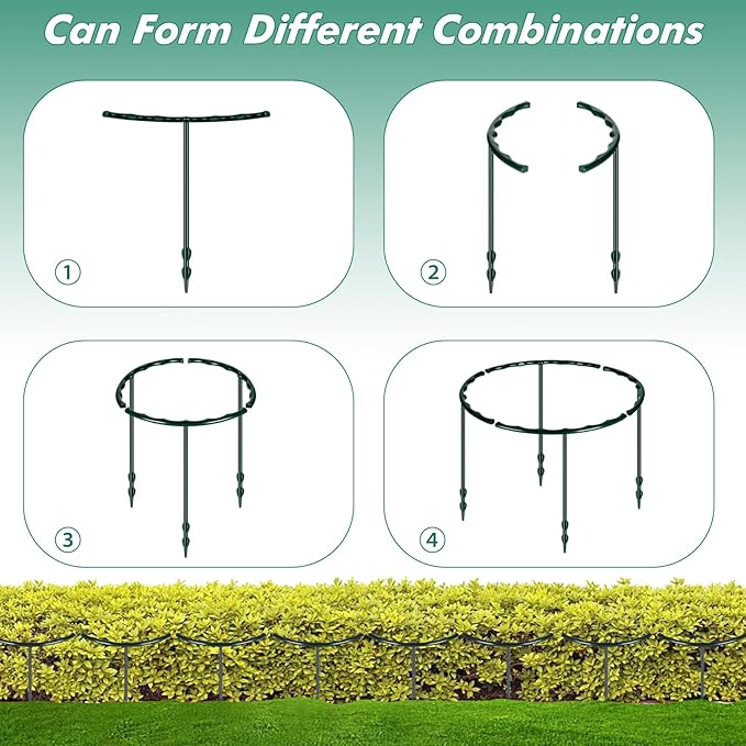 Mwellewm 10 Pack Plant Support Plant Stakes Metal Half Round Search Support Ring Small Plastic Cage Holder Short Stem Flower Pot Climbing Trellis for House Flower Vegetable Indoor Leafy(5.7 x 9.8inch)