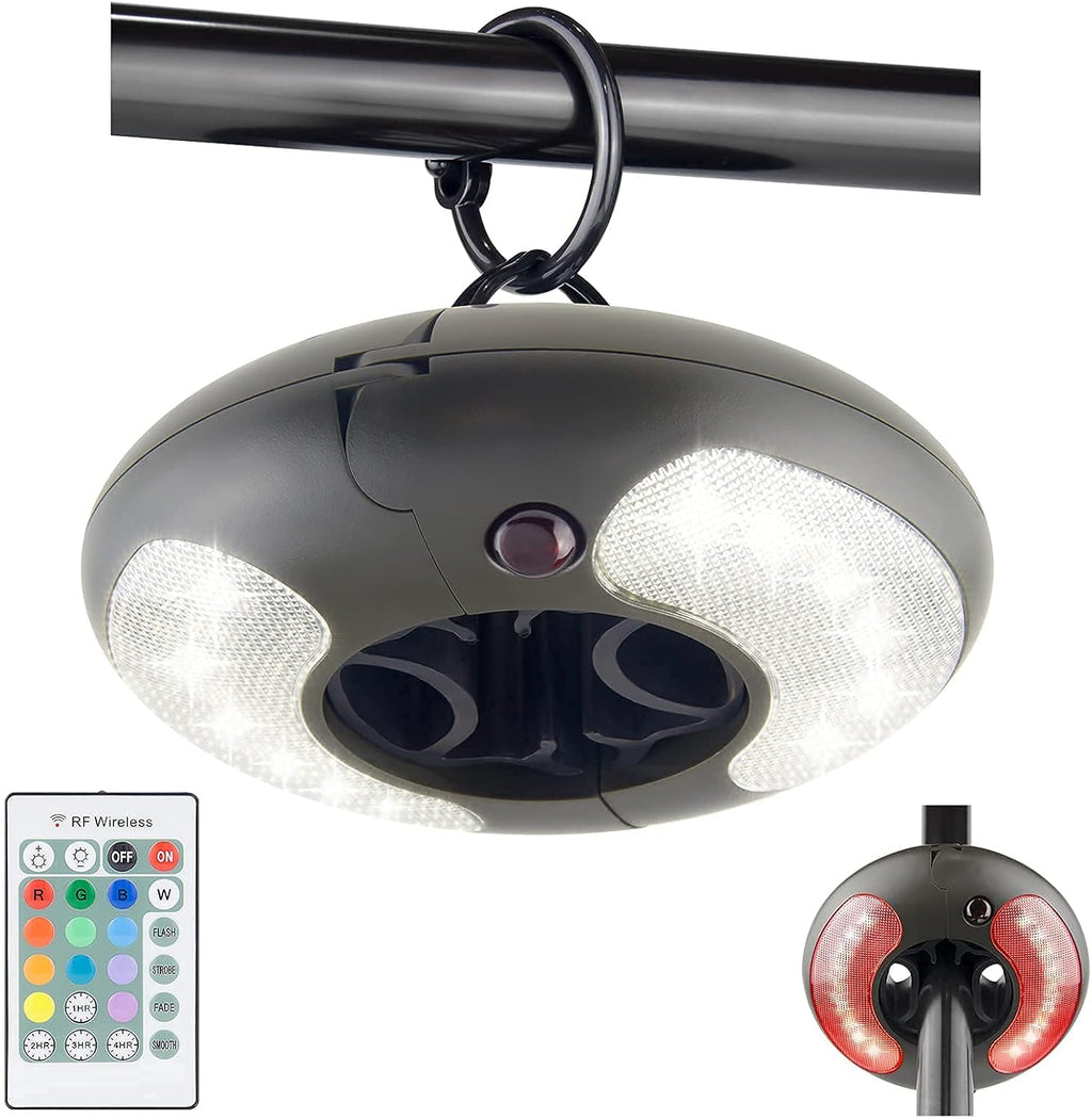 HONWELL Patio Umbrella Light, 18 LEDs 3xAA Battery Operated Umbrella Pole Light with RF Remote 80Ft Through Wall, 4 Modes, 12 Color Changing Outdoor Camping Light with Hanging Ring for Umbrellas,Tent