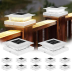 4x4 Solar Post Cap Lights,12 Pack Fence Post Solar Lights with 2 Color Modes for 4x4 Vinyl Post or 3.5x3.5 Wood Posts, Waterproof Dusk to Dawn Outdoor Lighting for Deck, Garden & Porch Decor, White