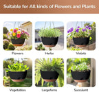 Set of 2-12 Inch Hanging Planter, Self-Watering Hanging Planters for Indoor Plants & Outdoor, Plant Hanger Indoor, Hanging Plant Pot with Drainage (Black)