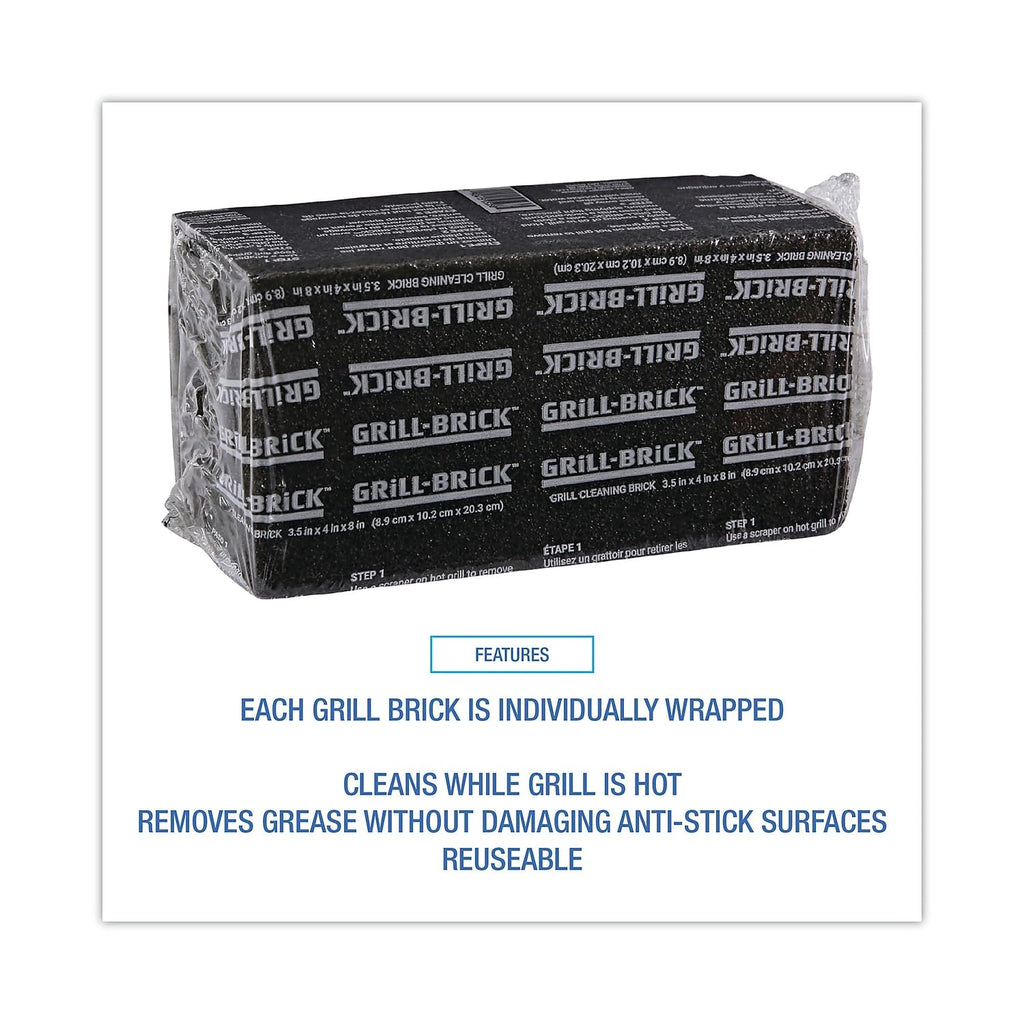 3M Grill-Brick Grill Cleaner GB12, 12 Pack of 3.5 in x 4 in x 8 in Bricks, Heavy Duty, Cleans Away Carbonized Grease and Oil, Flat Top Griddle Cleaning, Commerical Kitchen
