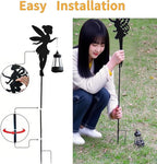Solar Fairy Garden Stake Decorative Lantern Outdoor Waterproof, 2-Pack Solar Courtyard Lawn Decorative Lights, Outdoor Garden Statue Lights (Multicolour)