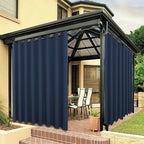 BONZER Waterproof Indoor/Outdoor Curtains for Patio Thick Privacy Extra Wide Grommet Curtains for Bedroom, Living Room, Porch, Pergola, Cabana, 1 Panel, 150W x 95L inch, Navy