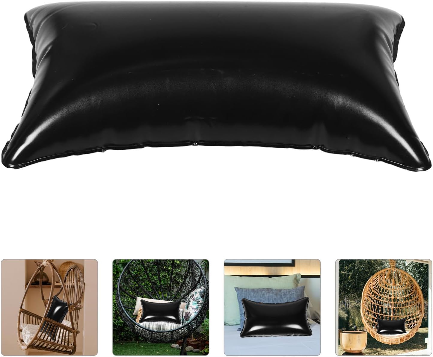 STOBAZA Inflatable Cushion for Hammock Swing Chairs PVC Black | Replaceable Insert for Hanging Chairs, Lightweight Foldable Design, Travel and Outdoor Use