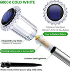 DenicMic Solar Lights Outdoor 15 Pack Waterproof 6000K Cold White LED Stainless Steel Stake Outside Lights for Yard Pathway Garden Driveway Walkway Landscape Path Lighting