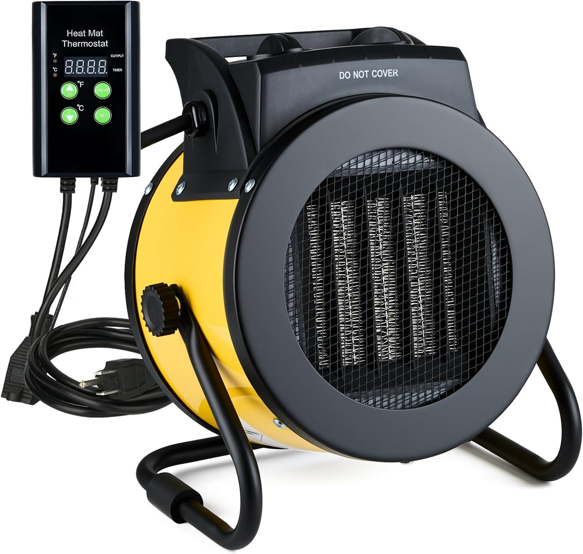 greenhouse heater with thermostat, 1500w outdoor heater, yellow, main product view