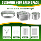 17" Tall Elevated Oval Metal Raised Garden Bed - 4ft x 2ft in Size and 0.8MM Thick Durable Planter Bed/Box for Vegetables Flowers Succulent at Patio/Garden Outdoor (Silver, 4X2X1.4 FT)