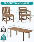 SERWALL 11-Piece Outdoor Dining Set, 60" - 83" Expandable Outdoor Dining Table and 10 HDPE Chairs, All Weather HDPE Outdoor Furniture Set for Backyard, Garden, Brown