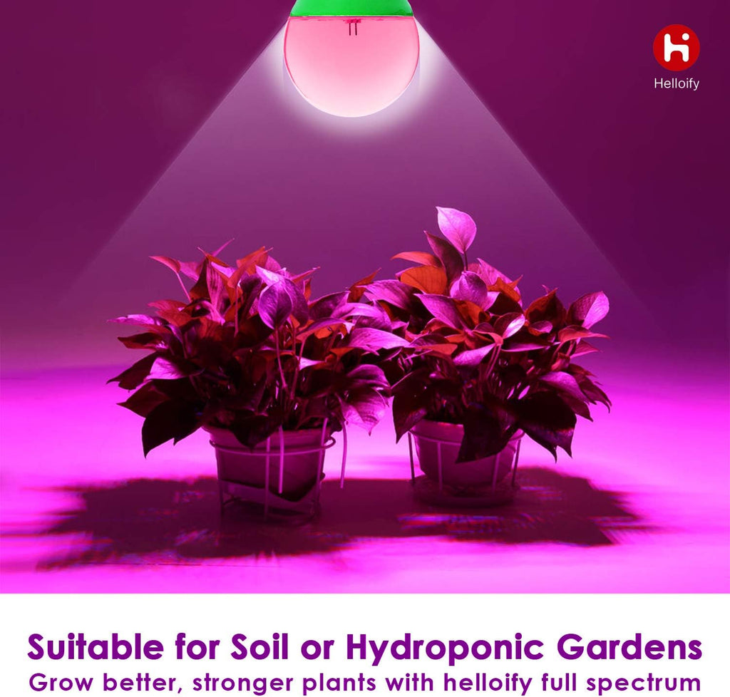 helloify A19 LED Plant Grow Light Bulb, 9W, Equivalent 100W, DIY Horticulture & Indoor Gardening, Growing Light for Indoor Plants, Flowers, Greenhouse, 2 Count, White and Red spectrum(Pink)