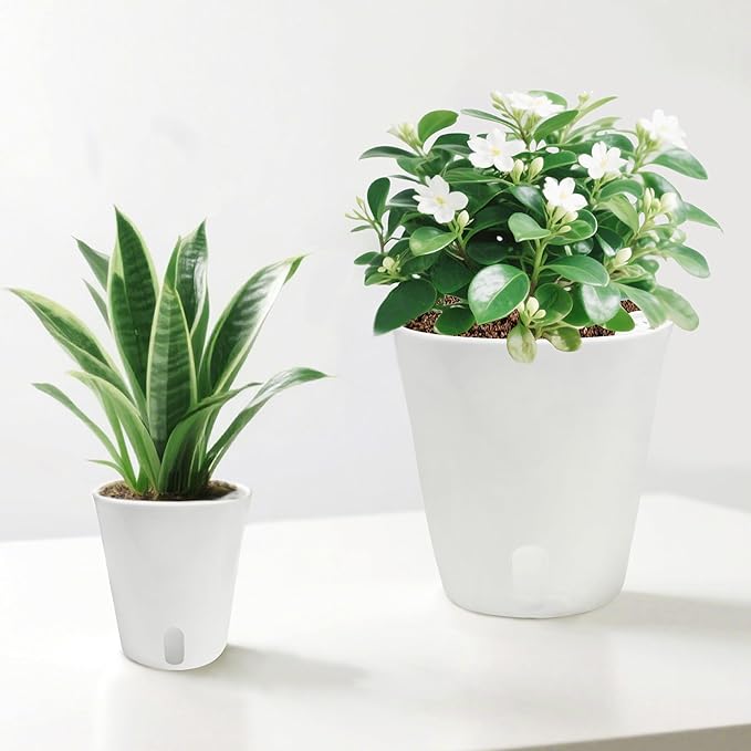 TCBWFY 4 Inch Self Watering Pots for Indoor Plants,8 Sets Self Watering Planter Pots with Visual Water Level Window and Multiple Vents,Self Watering Plant Pot for All House Plants,Flowers,Herbs