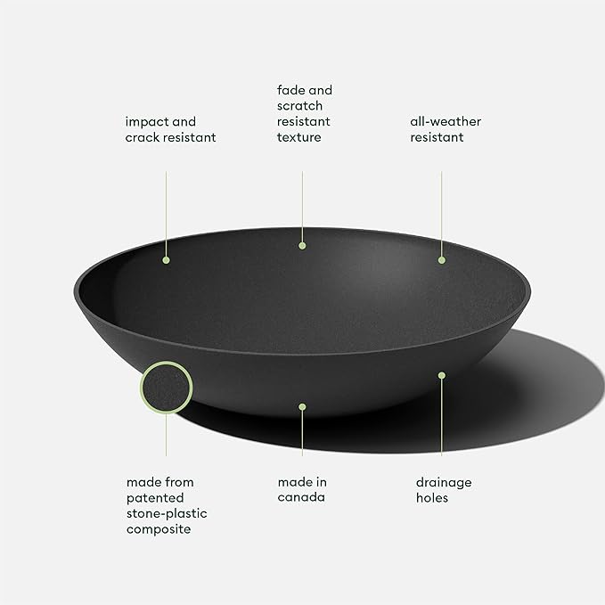 Veradek Mason Series Lane Bowl Planter| for Indoor or Outdoor Tabletops/Gardens |Made from Plastic-Stone Composite with Drainage Holes|Modern Décor for Flowers, Succulents, Small Plants