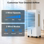 pntck portable air conditioners, 3-in-1 swamp cooler with, side view