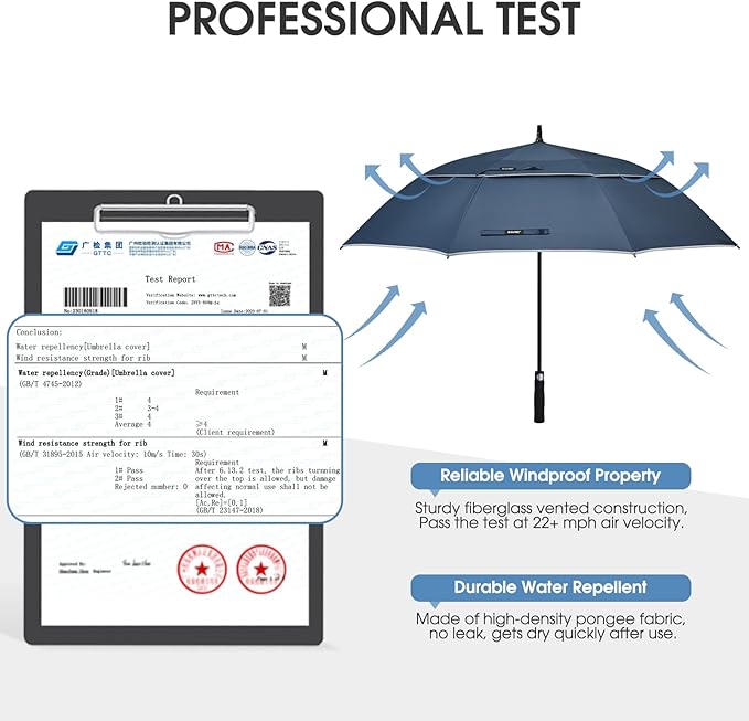 G4Free 47/54/62/68/72 Inch Automatic Open Golf Umbrella Oversize Extra Large Double Canopy Vented Windproof Waterproof Stick Umbrellas
