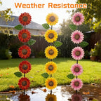 3 Pack Sunflowers Garden Stakes Decor,Metal Yard Art Decorative Garden Stakes,Metal Flowers Spring Garden Decor for Outside,Landscape,Patio(22.6 * 4.7IN)
