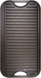 Lodge LPGI3 Cast Iron Reversible Grill/Griddle, 20-inch x 10.44-inch, Black & LGP3 Rectangular Cast Iron Grill Press, Pre-Seasoned, 6.75-inch x 4.5-inch