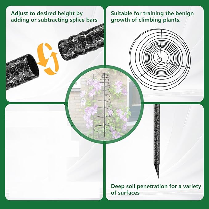 Spiral Trellis for Climbing Plants Outdoor, 45 Inch Tall Heavy Duty Metal Garden Tower, Decorative Plant Support with Anti-Tip Stake,Rustproof for Clematis Pole Beans Cucumber Berry Vines Pots,1 Pack