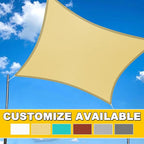 Artpuch Waterproof Sun Shade Sail, 12'x16' Sand Rectangular, UV Resistant Rain Canopy, Curved Edges Shade Cloth for Outdoor Patio, Deck, Yard (Customizable)