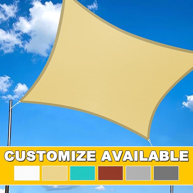 Artpuch Waterproof Sun Shade Sail, 12'x12' Rust Red Rectangular, UV Resistant Rain Canopy, Curved Edges Shade Cloth for Outdoor Patio, Deck, Yard