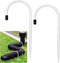 2 Pack Rain Gutter Downspout Extension Fixing Pin for 4" Round Pipes White | U-Shape Downspout Anchor Stake Holds Extension Firmly in Wind & Rain. Diverts Water From Foundation. Easy Adjust. Heavy Iron