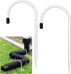 2 Pack Rain Gutter Downspout Extension Fixing Pin for 4" Round Pipes White | U-Shape Downspout Anchor Stake Holds Extension Firmly in Wind & Rain. Diverts Water From Foundation. Easy Adjust. Heavy Iron