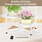 LASZOLA 5 Tiered Folding Plant Stand Indoor for Multiple Large Planter, Tall Heavy Duty Adjustable Rack with Rust Proof Plastic Shelving, Sturdy Vertical Tree Organizer for Narrow Inside Floor, White
