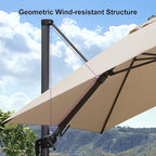PURPLE LEAF 10' X 10' Left-right Tilting Patio Umbrella Outdoor Cantilever Swivel Square Umbrella with Tilt Aluminum Offset Umbrella with 360-degree Rotation for Garden Deck Pool Patio Beige