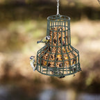 2 Pcs Bird Seed Bell Feeders S-8 Seed Cake Bell Wild Bird Feeder Outdoor Garden Cages Hanger with Stainless Steel Chain for Outside