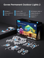 Govee Permanent Outdoor Lights 2, 150ft RGBIC Outdoor Lights with 108 LED Lights, IP67 Waterproof, 100 Scene Modes with 40lm White for Outdoor Decorations, Works with Alexa, Google Assistant, White