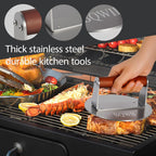 6.3inch Burger Press, Round Stainless Steel Meat Patty Pressing Tool, Suitable for Burger Patties, Steaks, BBQ, Bacon,Baking, Grill Press with Wood Handle