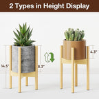 MUDEELA Plant Stand for Indoor Plants: Adjustable Width Fits 8-12 Inch Pots - Mid-century Modern Bamboo Plant Stand - 14.5 Inch Single Tier Small Floor Plant Holder, Natural, 2 Pack (Without Pot)