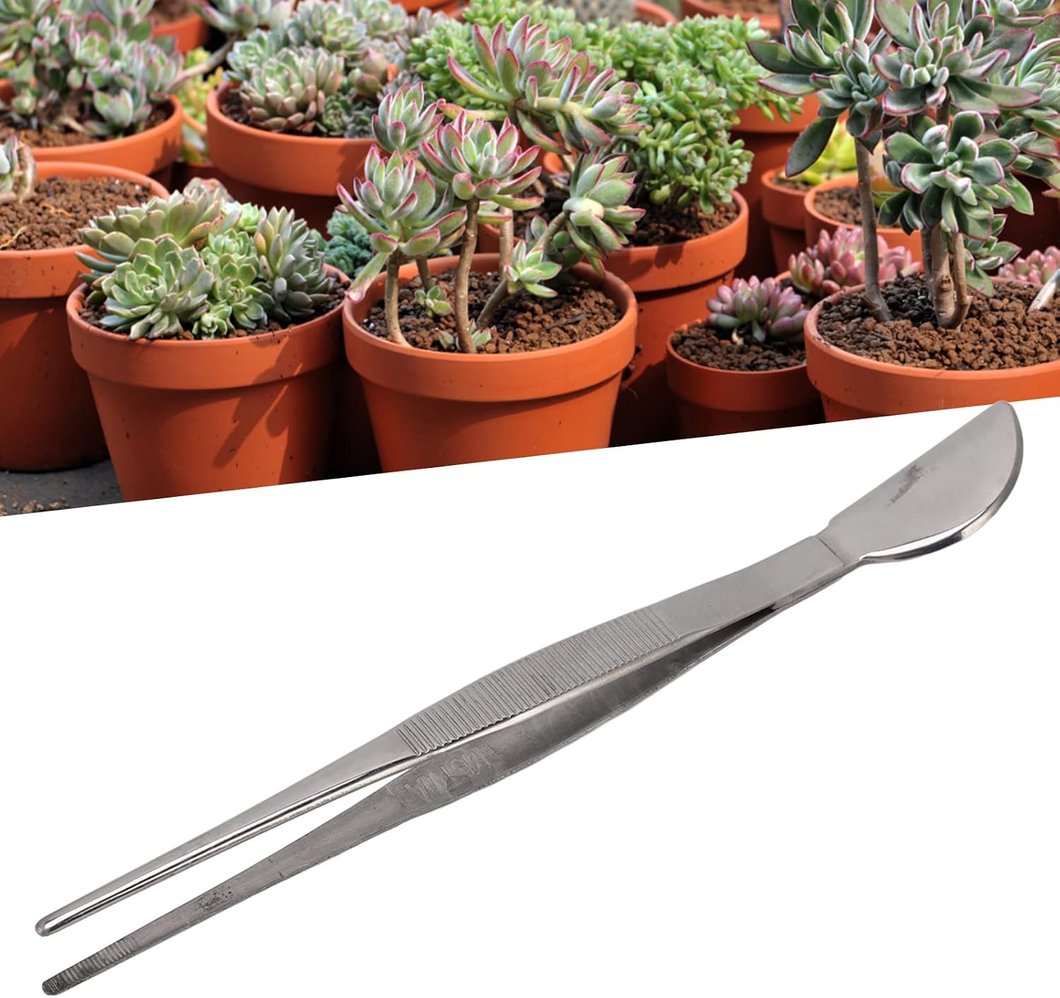 Bonsai Tweezers, Ergonomic Non Slip Handle Smooth Edges, Stainless Steel Precision Tweezers, 2pcs Straight Set for Bonsa