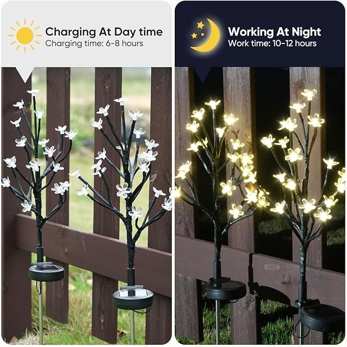 Solar Garden Lights Outdoor,Solar Lights Outdoor Decorative Waterproof for Outside 6Pack, 120Led Solar Flowers Garden Decor, Yard Pathway,Patio Fairy Decorations,Gardening Gifts for Women Mom