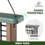 Kingsyard 2 Pack Double Tail-Prop Suet Bird Feeder | Recycled Poly Lumber Suet feeder, Sturdy & Durable, Outside Hanging, Great for Woodpecker & Clinging Birds, Blue