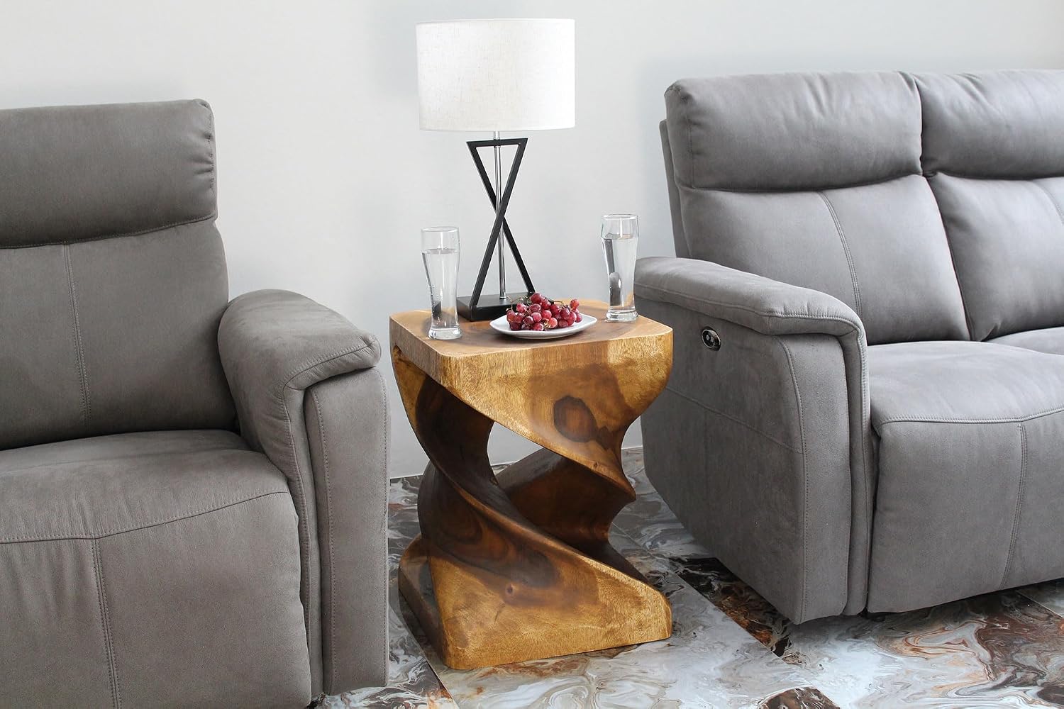 Haussmann® Double Twist End Table 18 x 18 x 23 in H Walnut Oil