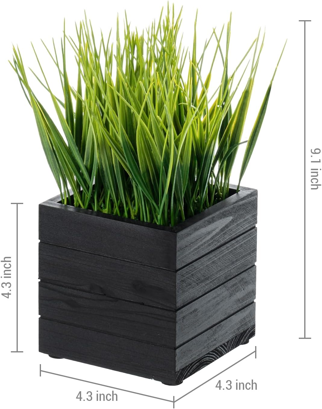 mygift artificial green grass plants in vintage black showing dimensions