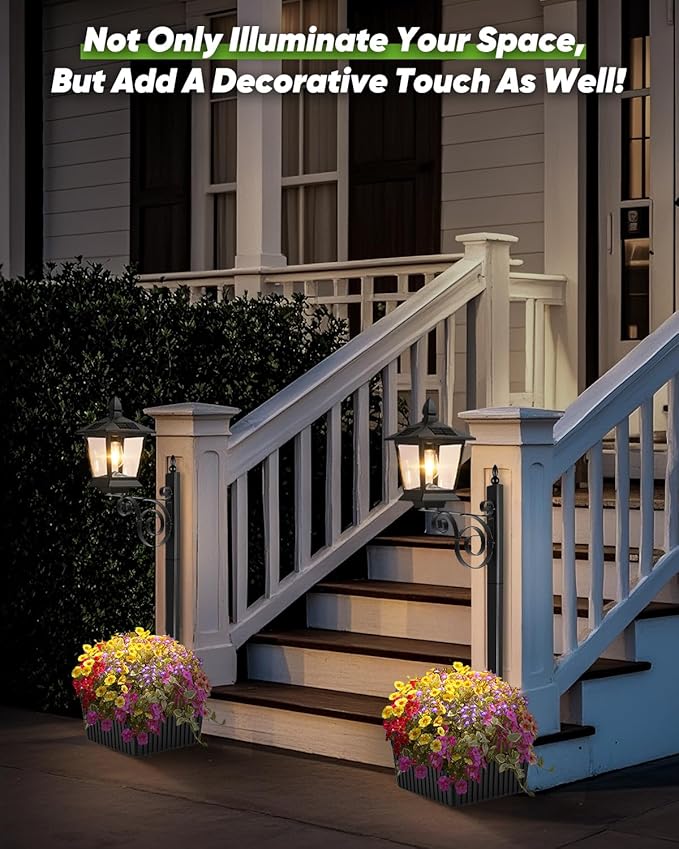 2 in 1 Outdoor Flower Pots, 35” Solar Lamp Post Light with Planter, Metal Pole & IP65 Waterproof, Freestanding Outdoor Planters, Decorative Solar Lamp for Outside, Front Door, Yard, 1-Pack