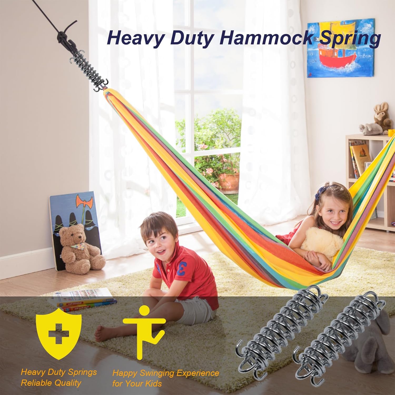 2Pcs Premium Porch Swing Spring with Weight Capacity of 300 Lb,Heavy-Duty,Stainless Steel Spring for Hammock Chair,Punching Bag and More