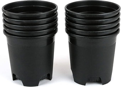 4.5 Inch Nursery Pot Plastic Planters for Outdoor Indoor Plants Gardening Flower Pots 0.35 Gallon 10-Pack Black Pot Liners with Drainage Holes
