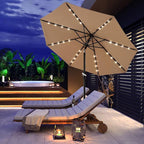 ABCCANOPY Durable Solar Led Patio Umbrellas with 32LED Lights 11FT (Khaki)