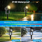 ZYAN Landscape Spotlights with Sensor, 5 Lighting Modes for Brightness Adjustment, Dimmable Timer Auto On Off, Low Voltage Outdoor IP65 Waterproof for Patio Yard Garden Pathway, Warm White (10 Pack)