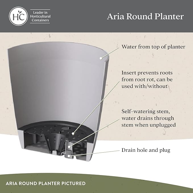The HC Companies Aria Round Self-Watering Pot - Lightweight Plastic Planter for Herbs & More - Durable Plant Pots for Indoor Plants & Outdoor Plants (12" Sapphire Blue, Pack of 2)
