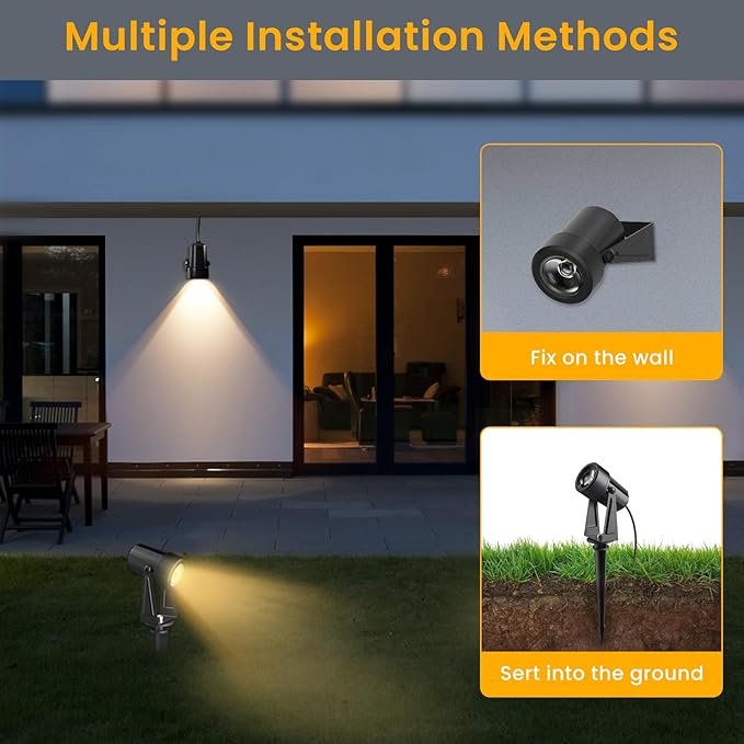 Low Voltage Landscape Lighting,6 Pack Outdoor LED Landscape Spotlights with Transformer 27V Garden Lights Pathway Lights IP65 Waterproof 3000K Warm White