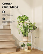 Tall Plant Stand Indoor 4 Tiered Plant Shelf for Multiple Plants Coner Shelf Stand Wood Plant Stand Metal Shelving for Living Room Bedroom Balcony Patio White