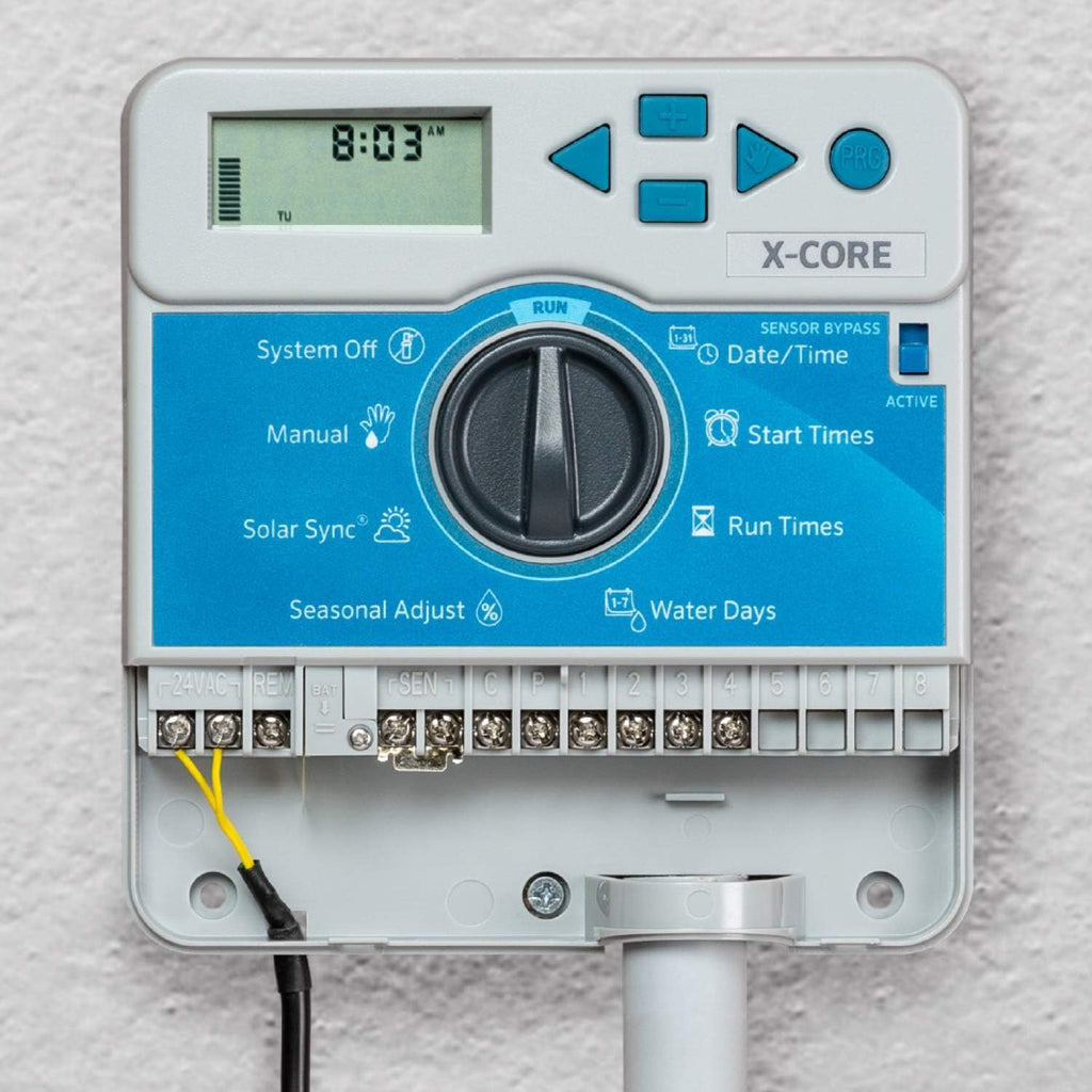 Hunter X-Core XC400i Indoor Sprinkler Timer, 4 Zone Irrigation Controller | Indoor 4 station irrigation controller with easy programming, manual controls, seasonal adjust, and standard dial operation