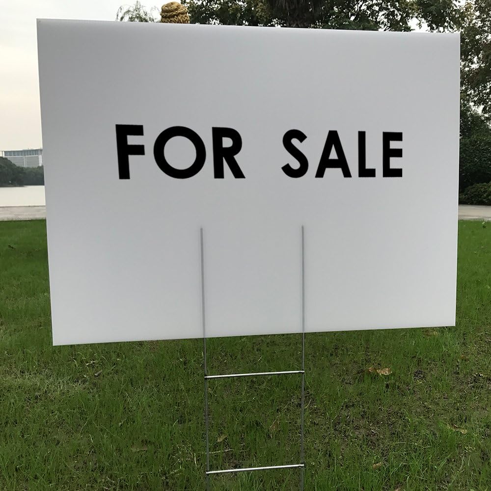 24"x18" white blank lawn yard signs corrugated plastic, front angle view