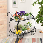 giantex garden cart metal plant stand with 4, side view