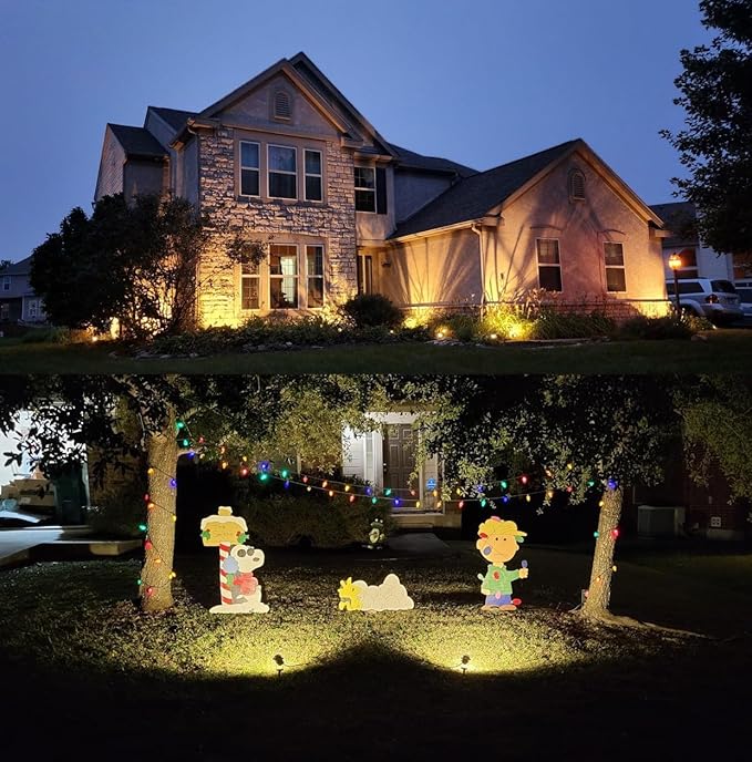 TOVEENEN LED Outdoor Landscape Spotlight 120V 12W Waterproof Spot Lights for Yard House Garden Christmas Lighting, Warm White 3000K, 4 Pack