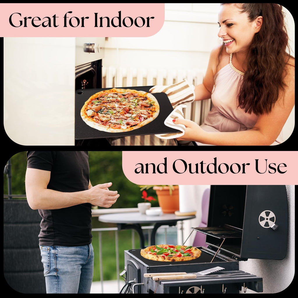 UMAID Pizza Steel for Oven & Grill, 16"x13.4", 1/4" Thick Pre-Seasoned Carbon Steel Baking Steel for Oven, Pizza Steel for Oven, Best Fit for Standard 12" Home Pizza, Includes Recipe Booklet
